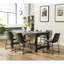 Ensemble de table de salle à manger 7 pièces en bois au fini noir antique avec 6 chaises en similicuir gris-103061561-103061562-103061564-103061566-103061567