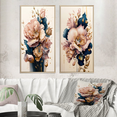 " Soft Pink And Blue Gladiolus Flowers " 2 - Pieces
