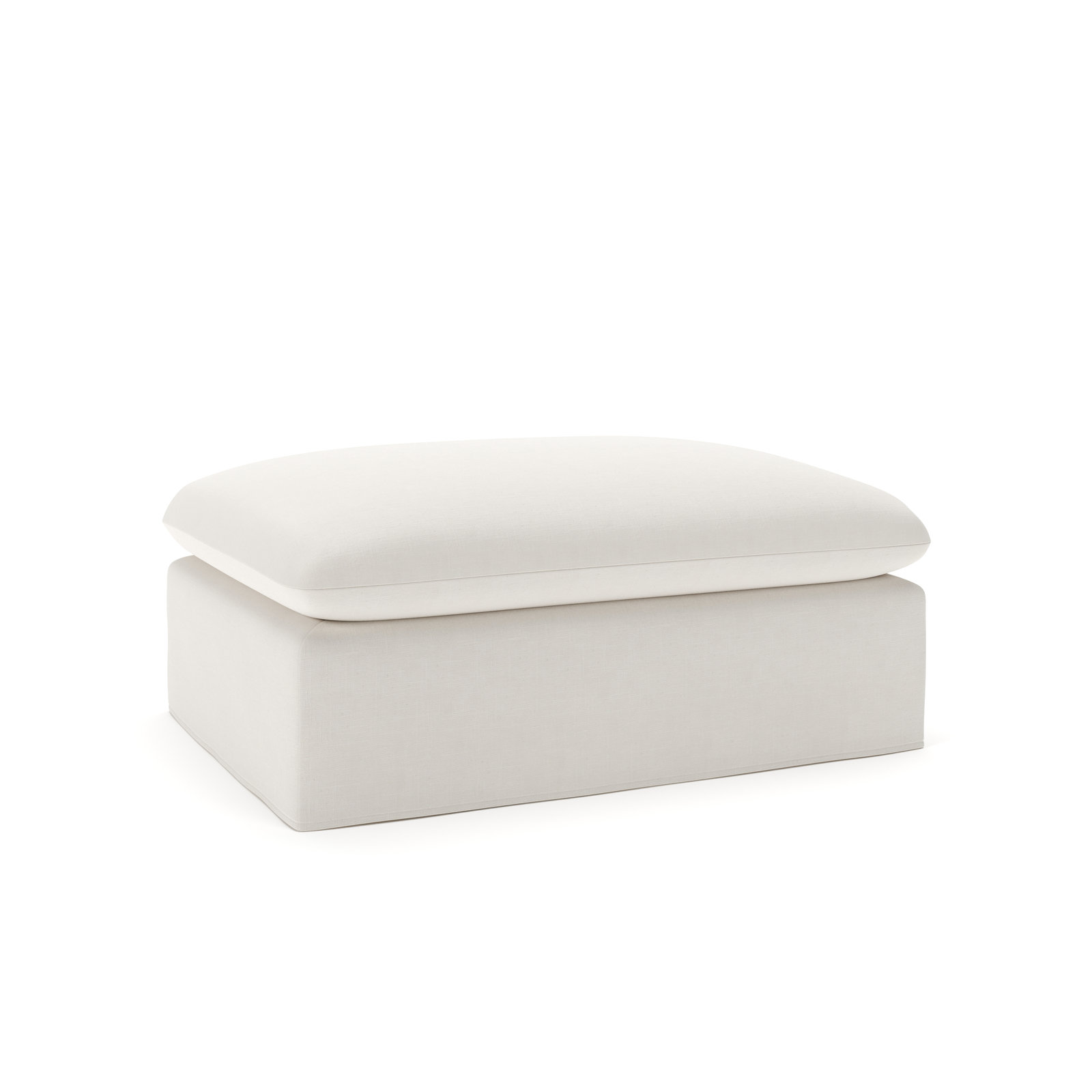 Luna 34" Ottoman, Lena Off White Performance Linen Blend