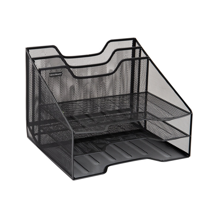 Lorell® Steel Horizontal/Vertical Mesh Desk Organizer, Black