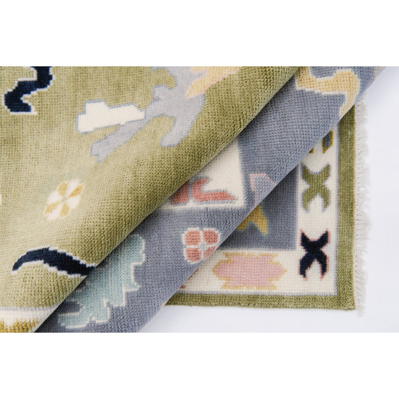 Penny Hand Knotted Wool Abstract Area Rug, Rectangle 10' x 14'