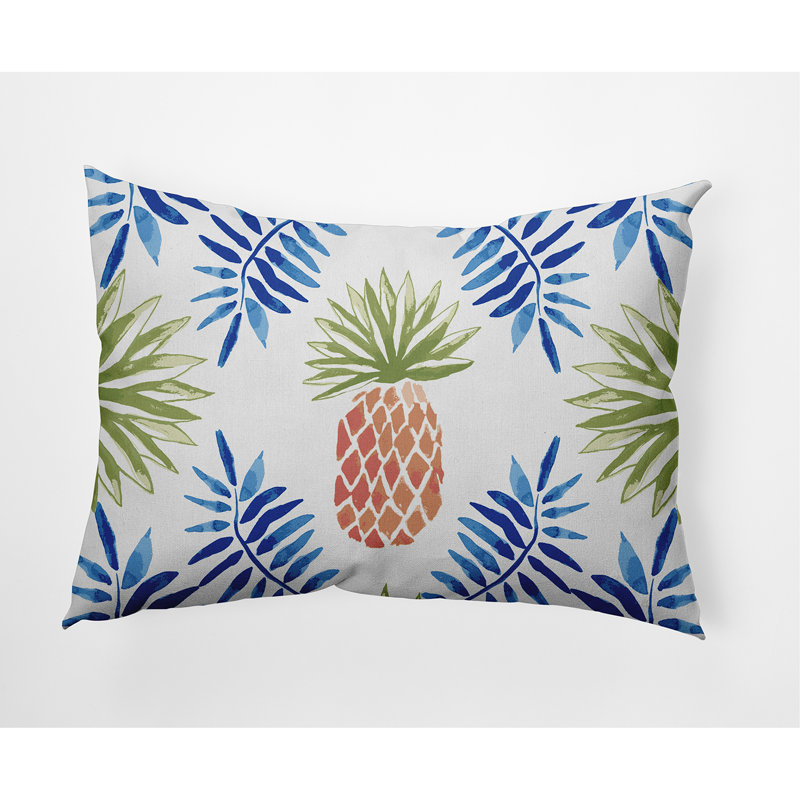  Pineapple and Spike Outdoor Rectangular Pillow Cover & Insert, Blue