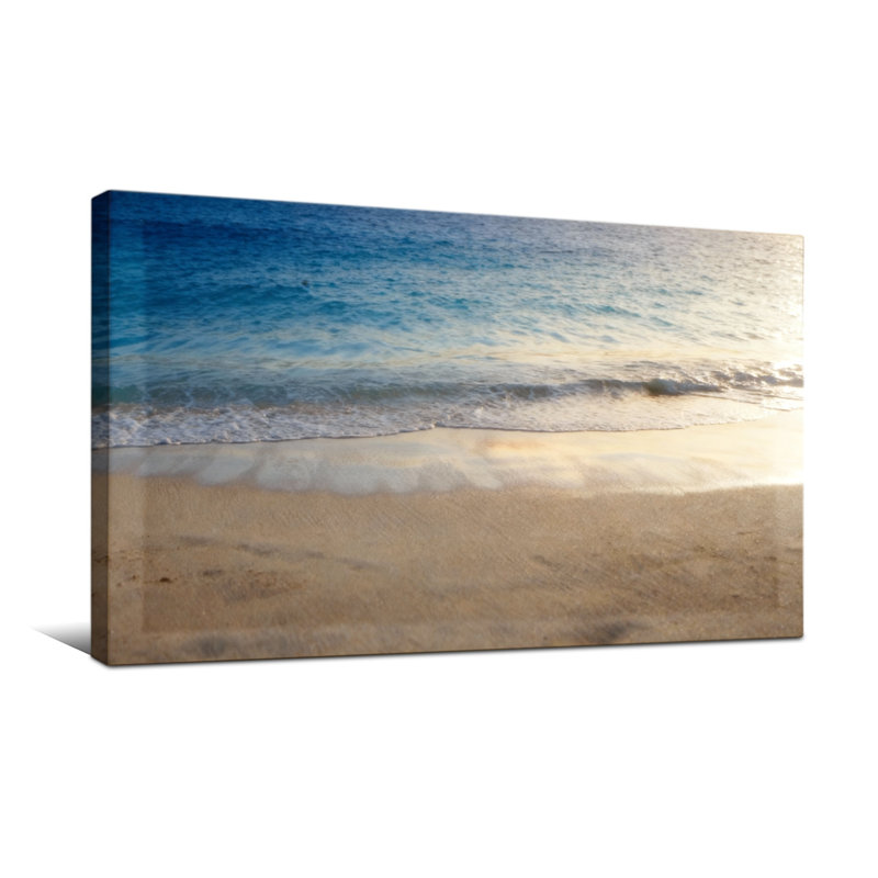 Nautique et plage Vagues de l'océan Plage Sable Coucher de soleil Ciel Horizon Calme paisible, H 24 po x l 48 po