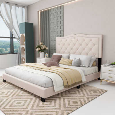 Joziyah Upholstered Standard Platform Bed with Tufted Headboard