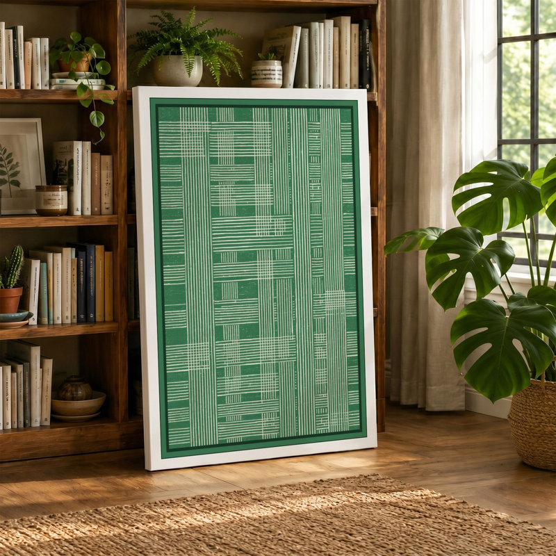 Circuit Board Grid Industrial 1 Piece Wrapped Canvas Wall Art, 36x24 - 91.4 x 61.0 cm, Ochre Border