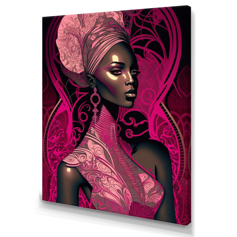 Edo, beau modèle rétro afro-américain sur toile, H 32 po x l 24 po x P 1 po, Toile tendue