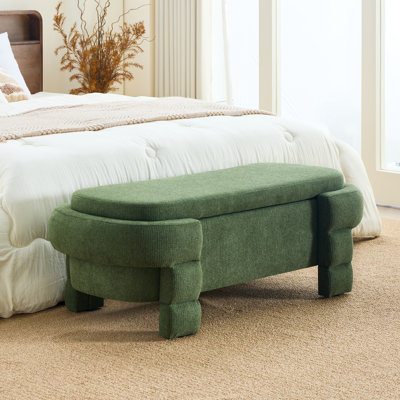 48.8" Ottoman with Storage,Storage Bench,Upholstered Entryway Bench with Seating, End of Bed Ottomans,Green