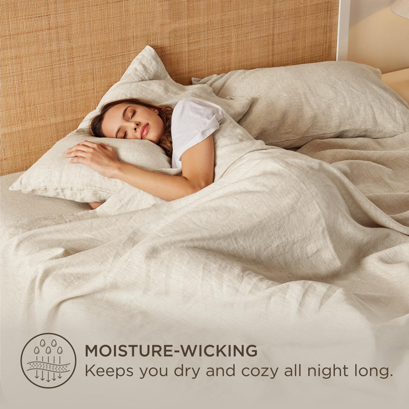 Bedsure Bed Sheets, Cotton Linen Sheet Set, Breathable & Durably, Anti - Pilling & Soft, Deep Pocket Fitted Bed sheet set Up to 16 Inches