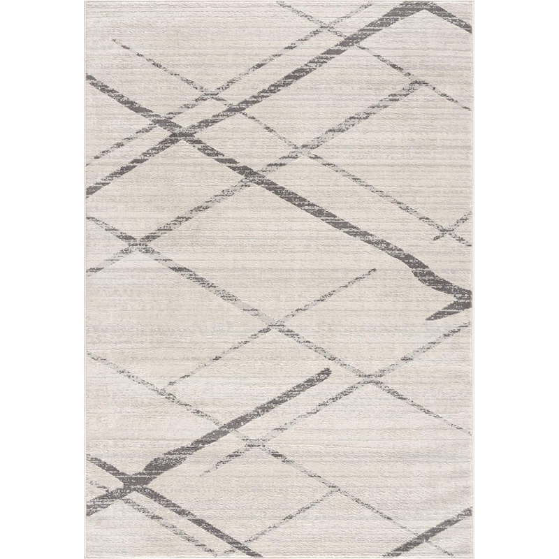 Gray Modern Abstract Pattern Runner Rug, Rectangle 8' x 11'