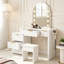 Ensemble de coiffeuse avec miroir lumineux et 6 tiroirs de rangement, ensemble de coiffeuse avec miroir et tabouret, commode de maquillage pour chambre à coucher, vestiaire-712114046