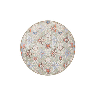 Green Themed Traditional Motif Floral Patterned Vintage Decorative Rug