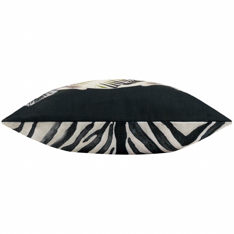 Leopardis Zebra Indoor / Outdoor Animal Print Black Square Throw, Pillow Cover Only - No Insert