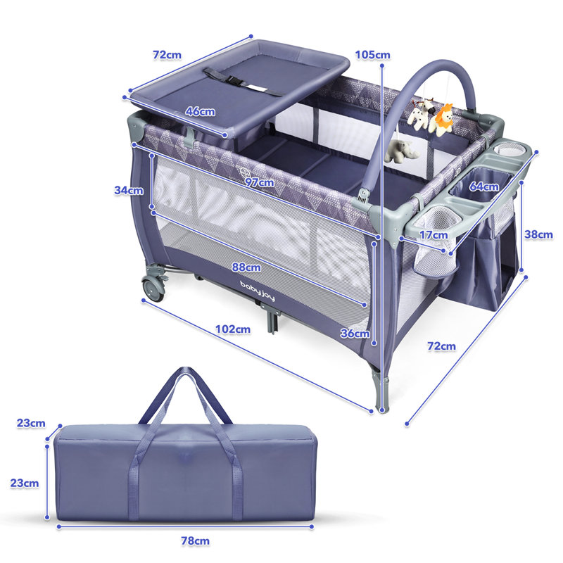 Cot Bed with Changer, Grey