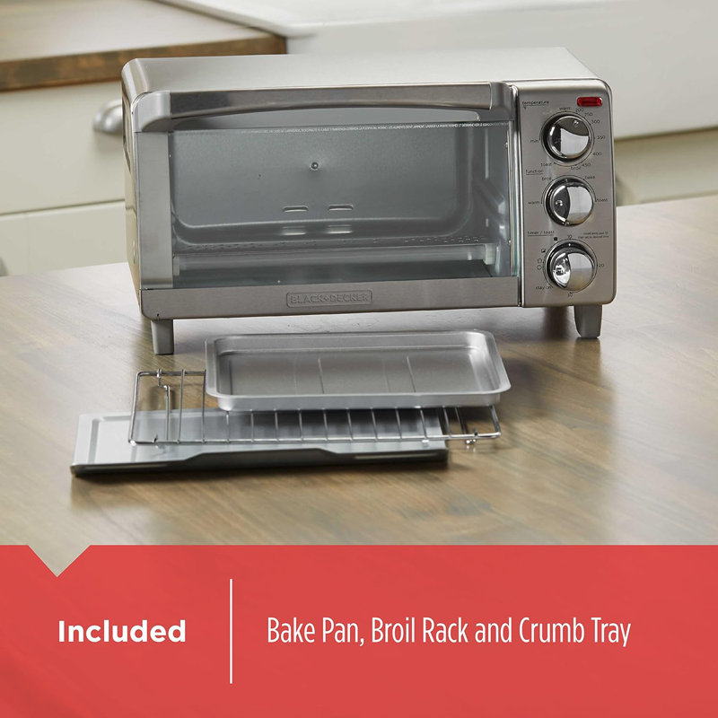 Black and Silver 4-Slice Digital Toaster Oven with Broiler