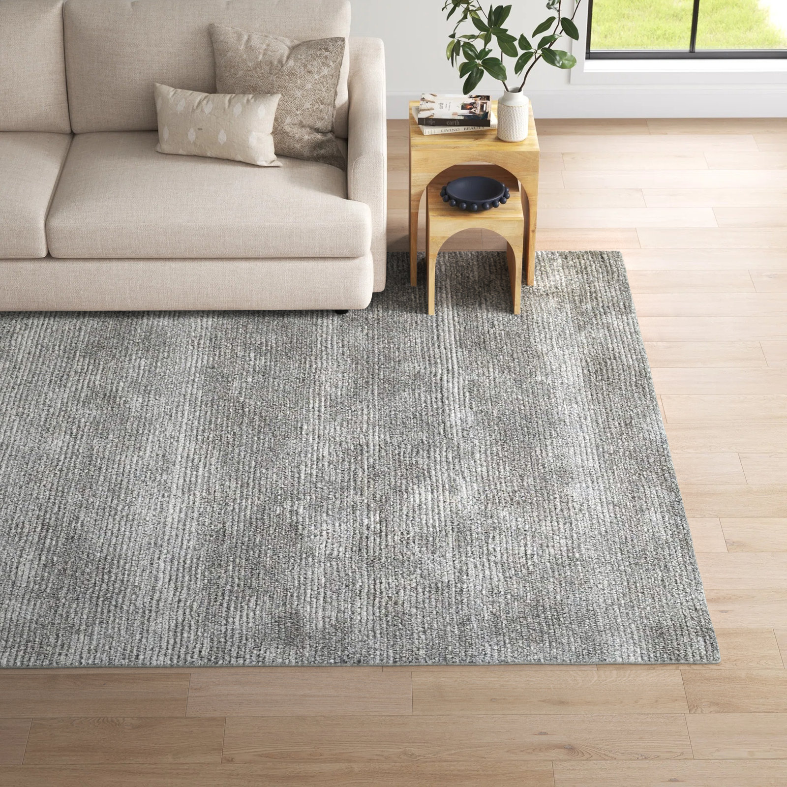 Cliona Hand Tufted Jute / Sisal Gray Rug, Rectangle 5'x8'