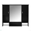 Armoire de rangement murale moderne 35 po x 28 po, armoire de salle de bain murale avec miroir, armoire à pharmacie avec barre à serviettes-1059095393