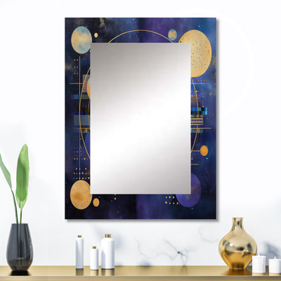 Mauve jaune, univers galactique - grand miroir Comets, miroir mural décoratif moderne, impression d'art en métal