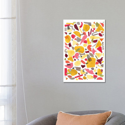 Geometric Pieces Red Yellow by Ninola Design - Wrapped Canvas Painting
