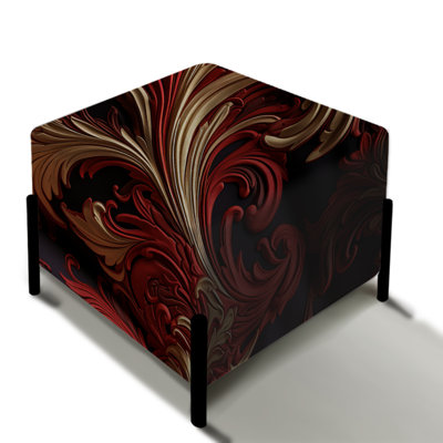 Opulent Baroque Scrolls Victorian Pattern - Damask Square Ottoman