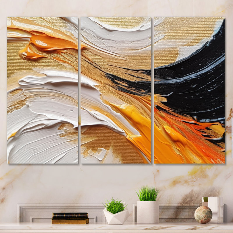 «Orange and Black Mystic Spirals I», ensemble de reproductions de toiles abstraites, H 28 po x l 36 po x P 1 po