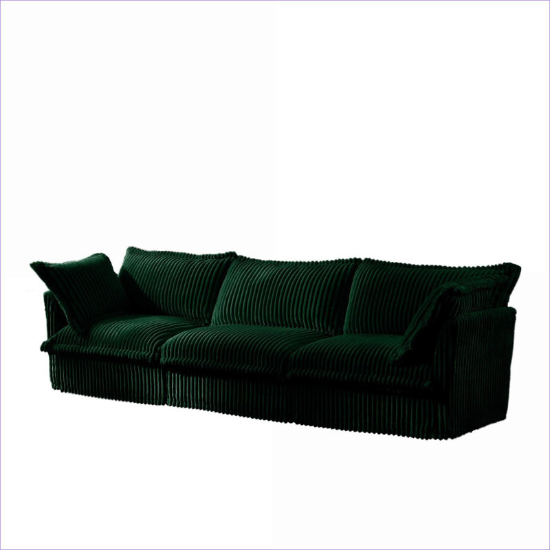 Canapés-lits, canapé confortable moderne à 3 places pour salon et appartement | Vert olive | Velours côtelé