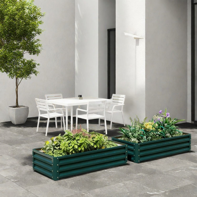Jardinières spacieuses en métal au design moderne en acier galvanisé, idéales pour les jardins
