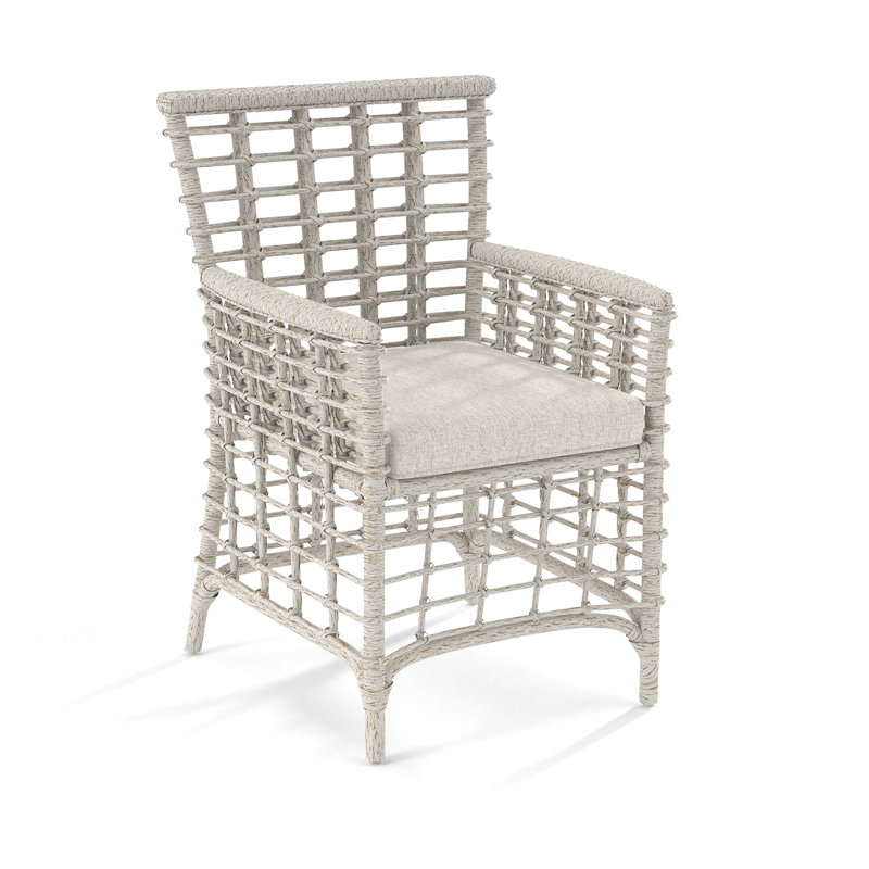 Luca Dining Armchair, Snow Crypton Performance, Antique Frost White