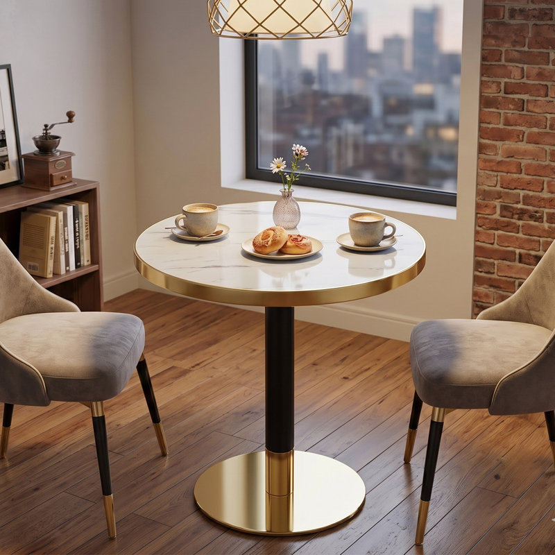 Petite table de salle à manger Modern, White/Gold