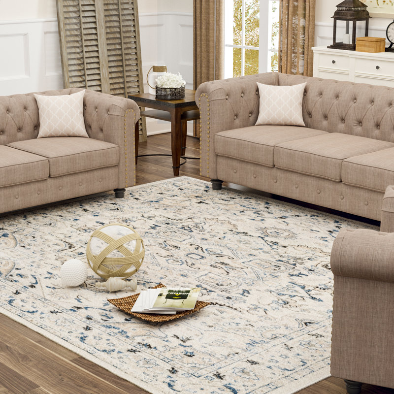 Oriental Performance Traditional Vintage Area Rug in Blue/Beige/Cream, Rectangle 5' x 8'