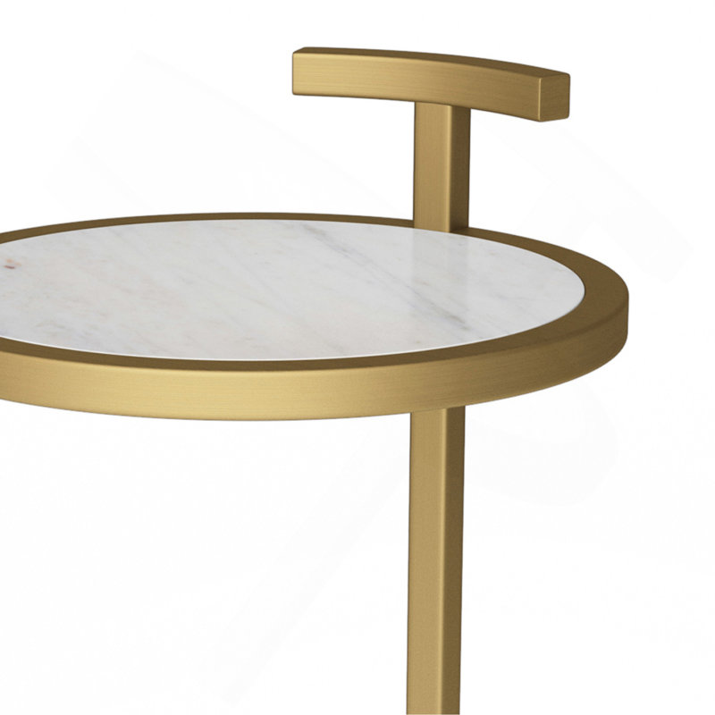Brook - Table d'appoint en C - blanc / or
