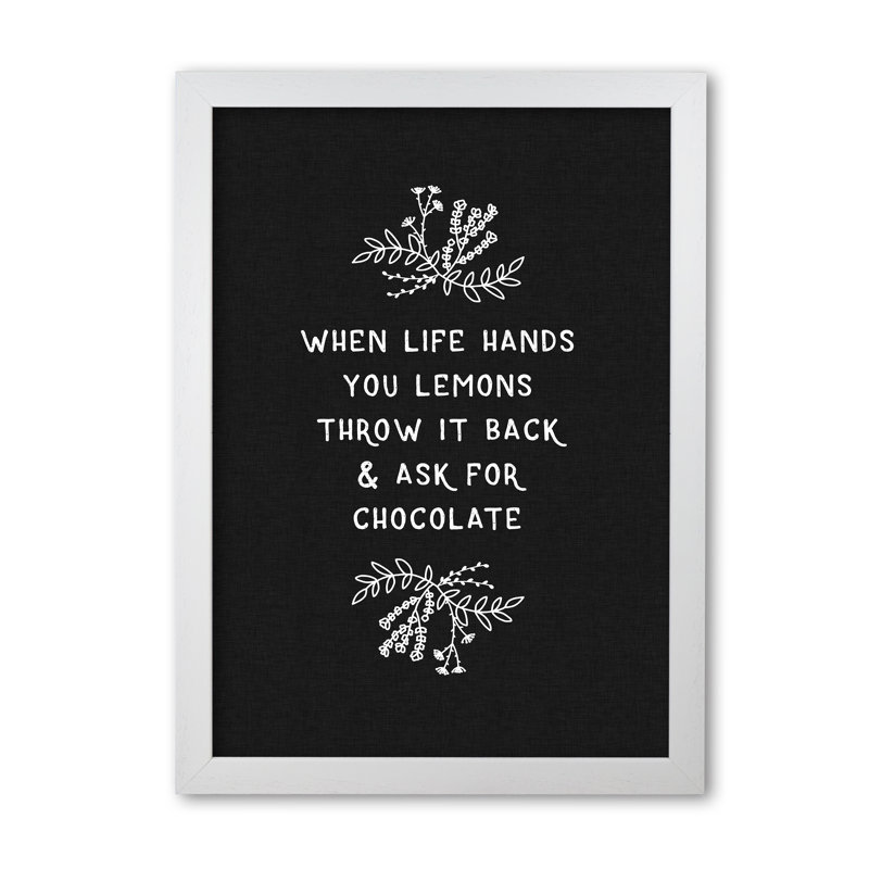 When Life Hands You Lemons 1 Piece Single Picture Frame Wall Art, 42 cm H x 30 cm W x 5 cm D, White Grain Frame