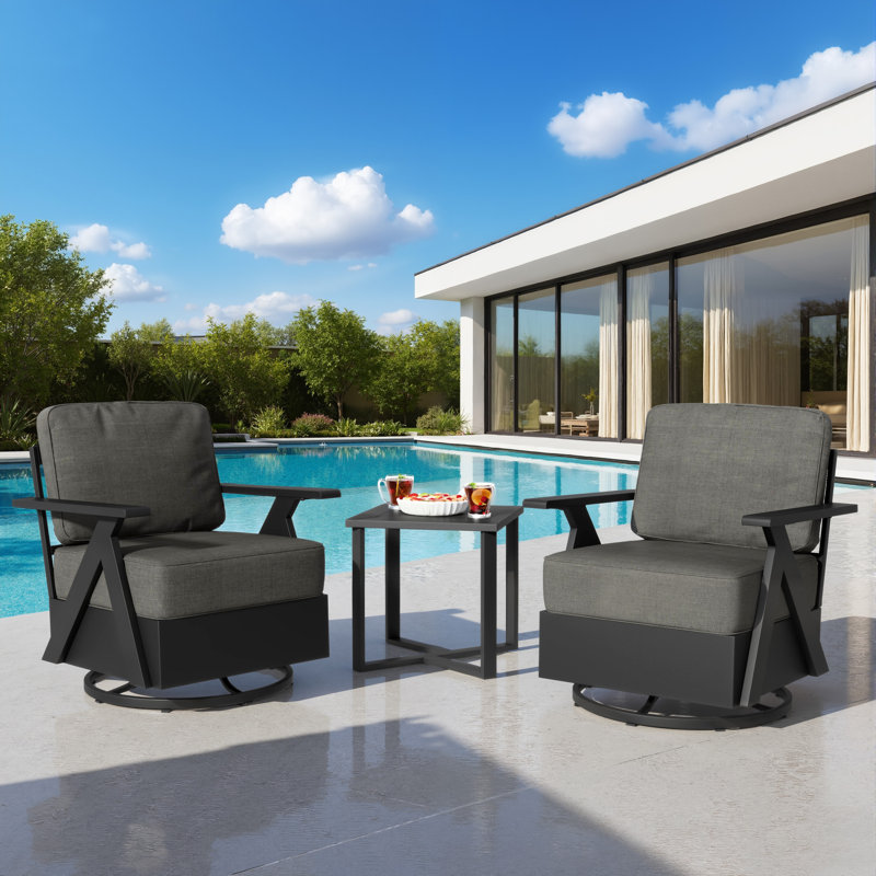 3 Piece Seating Group with Cushions, Gray