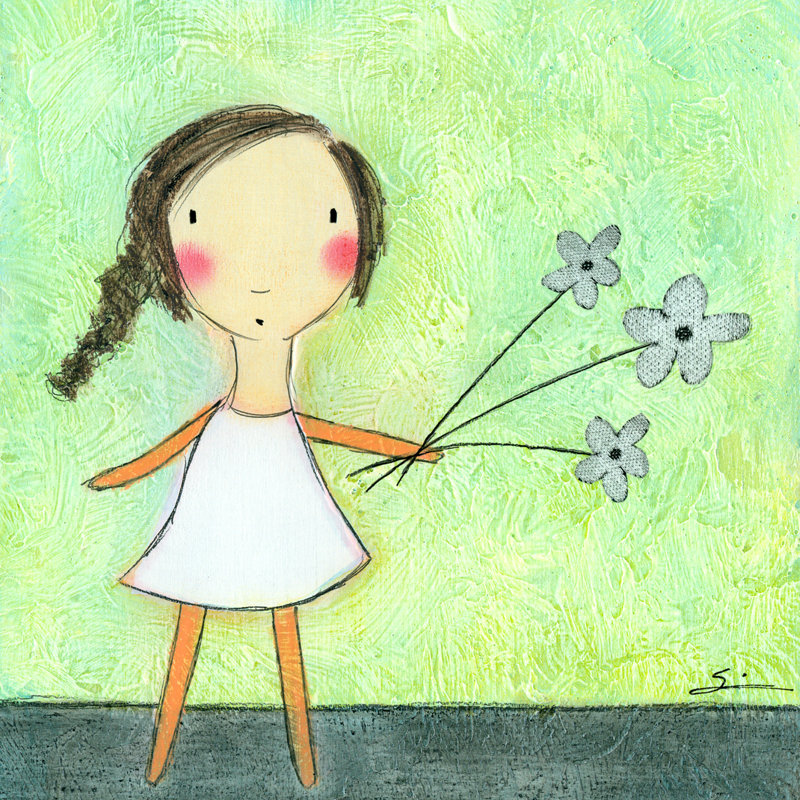 Flowers by Carla Sonheim - Wrapped Canvas Print, 30cm H x 30cm W 
