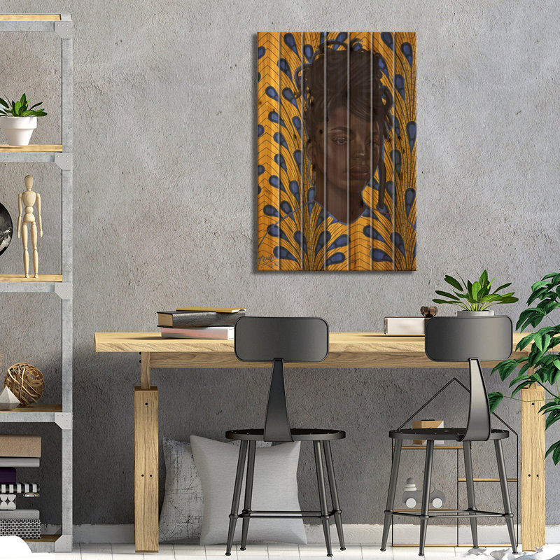 «Penda Dreads On Wood» par Adekunle Adeleke, reproduction, H 26 po x l 18 po x P 1,5 po