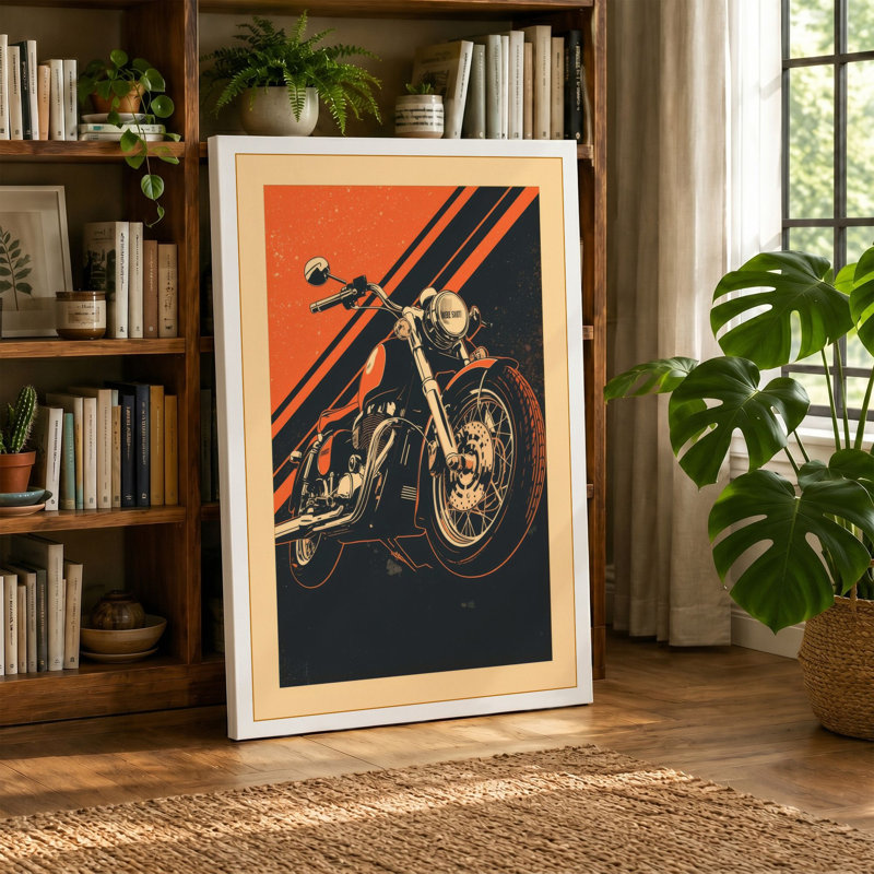 Speed and Chrome Art Deco - Wrapped Canvas, 36x24 - 91.4 x 61.0 cm, Taupe Border
