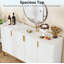 Buffet 59,74 "blanc et or avec portes géométriques, armoire de rangement de luxe-904435537