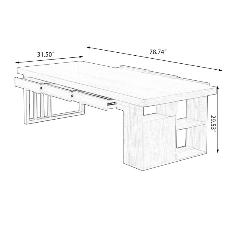 Rectangular Solid Wood desks, 29.53" H x 78.74" W x 31.5" D