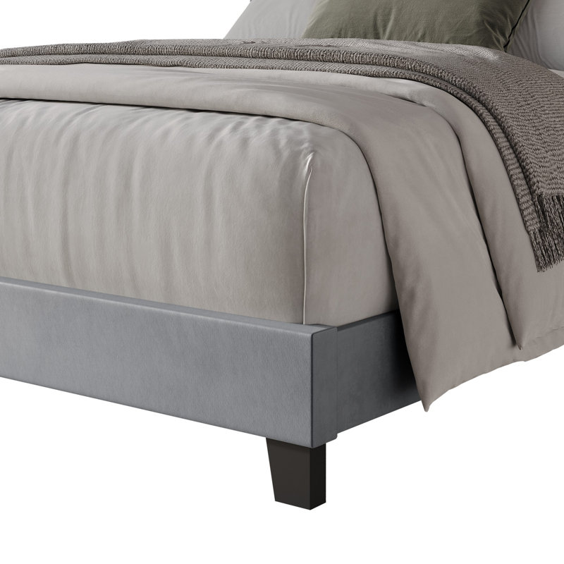 Mailiah Twin Upholstered Panel Bed, Twin, Silver Gray