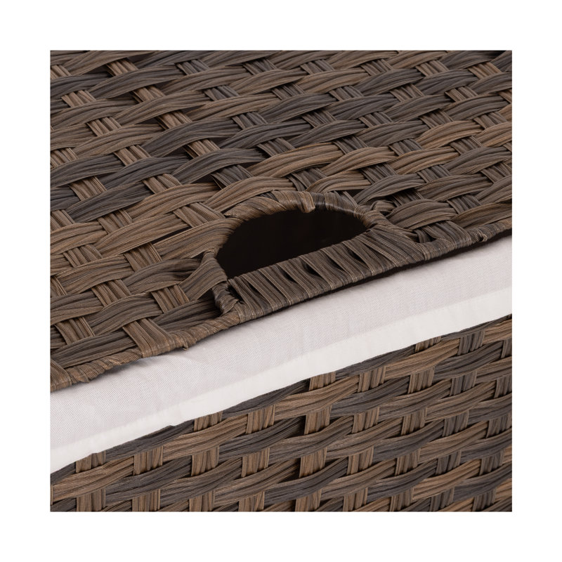 Handwoven Rectangle Laundry Hamper, Mocha Brown