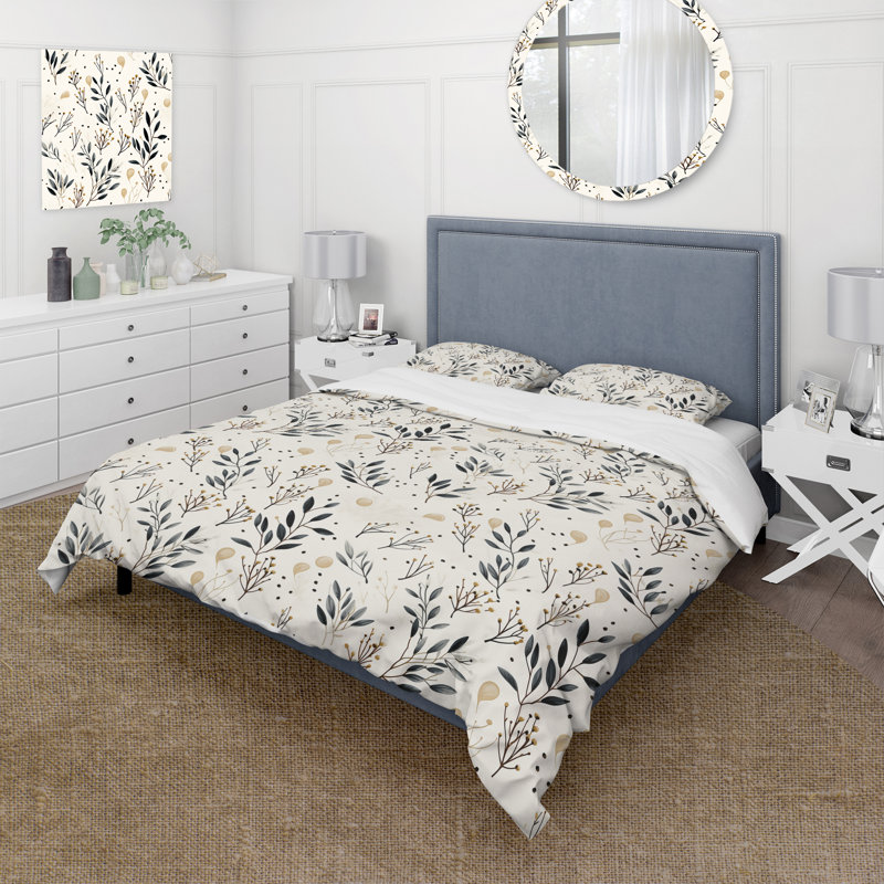 Literie Magdala, Housse de couette pour grand lit et 2 taies décor