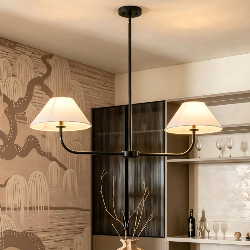 Luminaire suspendu pour îlot de cuisine 2 lumières Kelsey, Noir mat