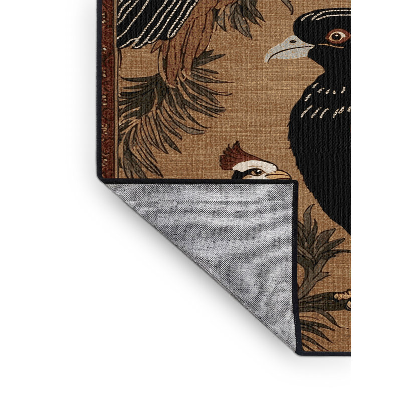  Tapis lavable avec oiseaux Koel, Rectangulaire 8 pi x 12 pi