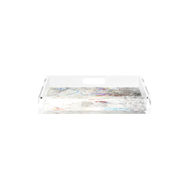 Arcadia Tiger And Zebra Scene Acrylic Square Decorative Tray, 2" H x 12" W x 12" D