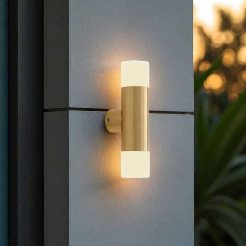 UltraBeam Brass 6 Watt Up and Down Exterior LED Wall Light - IP65 Rated - 600 Lumens 