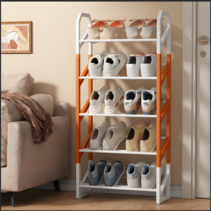 5-Tier Space Saving Slanted Shoe Rack For Entryway Or Hallway Storage