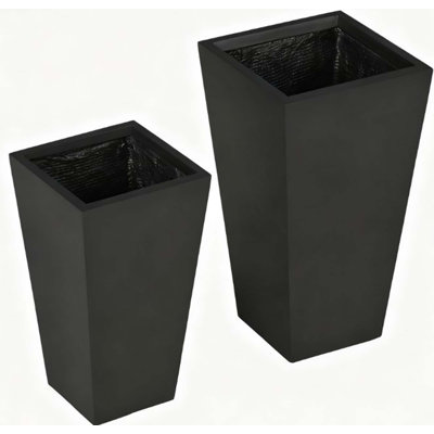 Tall Plant Pot,2-Pack Outdoor Planter Set,Flower Pots With Drainage Holes,For Porch,Entryway,Patio,Yard,Garden
