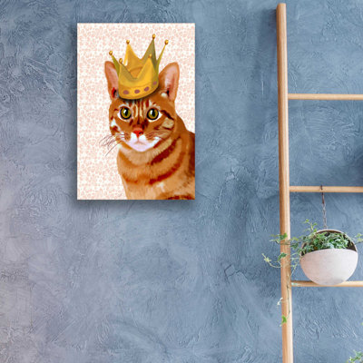 «Ginger Cat with Crown Portrait» par Fab Funky, art mural en verre acrylique