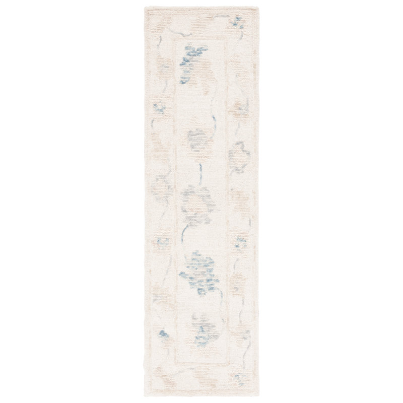 Quynh Abstract Hand Tufted Wool Cotton Floral Rug in Beige/Ivory, Runner 2'3" x 8'