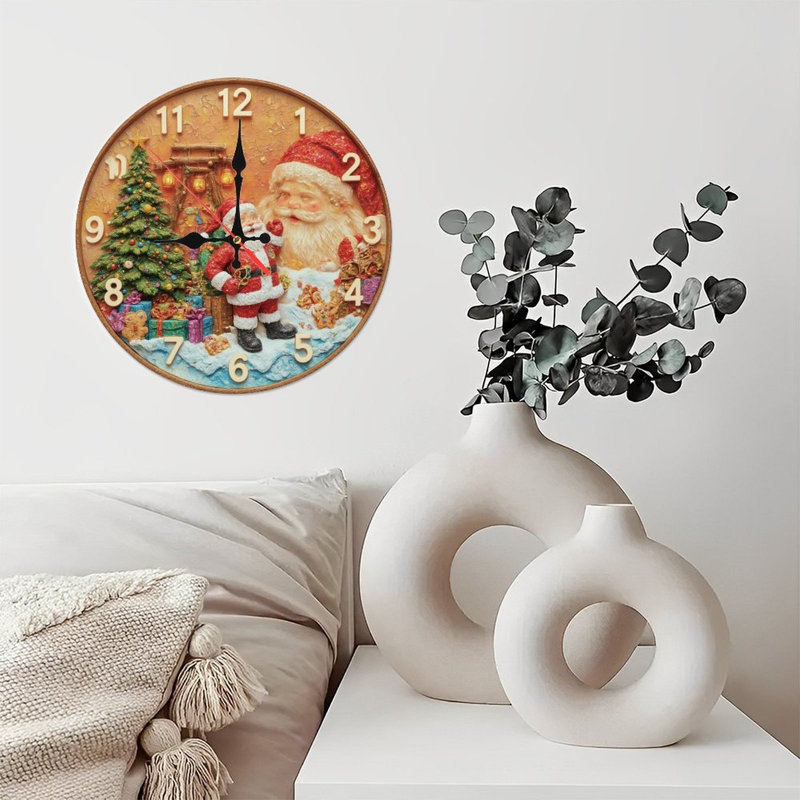 Horloge de Noël-Face-Avec-Père Noël-Scène