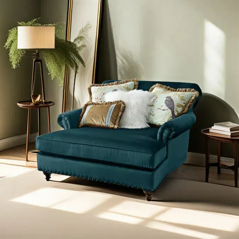 Chaise longue en flanelle élégante et décontractée, Bleu paon